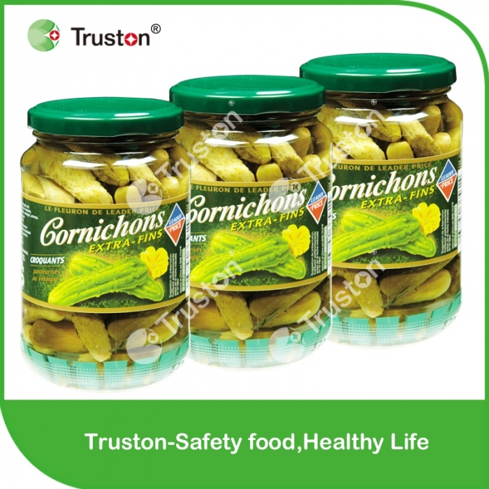 canned new season pickled gherkins